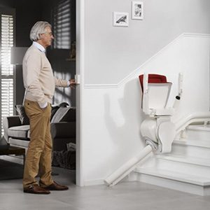 Otolift one new curved stairlift moving remotely